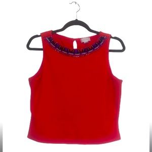 Bisou Bisou beaded neckline crop top